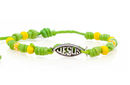 Pulsera algodón CCI con Icthus con Jesús Verde/amarillo (Nueva colección Luce y Comparte)