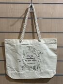 Por fe andamos. Bolsa de algodón con asa de cuerda trenzada