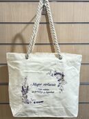 Mujer virtuosa. Bolsa de algodón con asa de cuerda trenzada