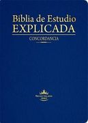 Biblia de estudio explicada RVR60 piel italiana azul con índice