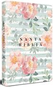 Biblia RVR60 Tamaño Manual Tapa dura Rayas Turquesa con flores