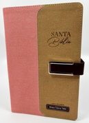 Biblia RVR60 Letra Grande rosa/beige con broche