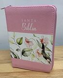 Biblia RVR60 Tamaño Gigante Letra 15 puntos i/piel con cierre/índice franja floral rosa palo