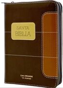 Biblia RVR60 portátil Letra Grande 11 puntos con cierre/indice Café punteado