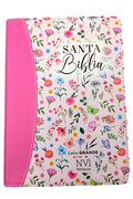 Biblia NVI Peninsular Portátil Letra Grande Floral rosado