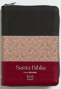 Biblia NVI Peninsular Portátil Letra Grande Tricolor NEgro/Rosa/ Fucsia con cierre