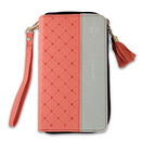 Biblia RVR60 Chequera i/piel coral/gris con cierre