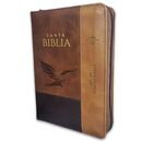 Biblia RVR60 Tamaño compacto Letra Grande 12 puntos i/piel tricolor café/café/café águila con cierre e índice