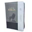 Biblia RVR60 Tamaño compacto Letra Grande 12 puntos i/piel tricolor gris/gris/gris León con cierre y con índice