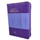 Biblia RVR60 Tamaño Compacto Letra Grande 12 puntos i/piel bicolor lila/lila con cierre y con índice