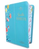 Biblia RVR60 Tamaño compacto Letra Grande 12 puntos i/piel Flores Turquesa canto pintado