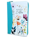 Biblia RVR60 tamaño manuel letra grande JARDÍN TURQUESA con cierre e índice