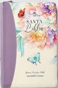 Biblia RVR60 tamaño manual letra Gigante jardín lila. Con cierre/índice y canto pintado