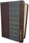 Biblia Compacta 10 puntos RV1960, imit piel café y gris geométrico