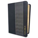 Biblia Compacta 10 puntos RV1960, imit piel negro y gris geométrico