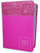 Biblia Compacta 10 puntos RV1960, imit piel flores fucsia