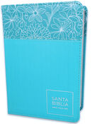 Biblia Compacta 10 puntos RV1960, imit piel flores turquesa