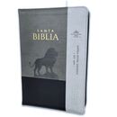 Biblia RVR60 Letra Súper Gigante i/Piel Negro Gris con león con cierre/índice